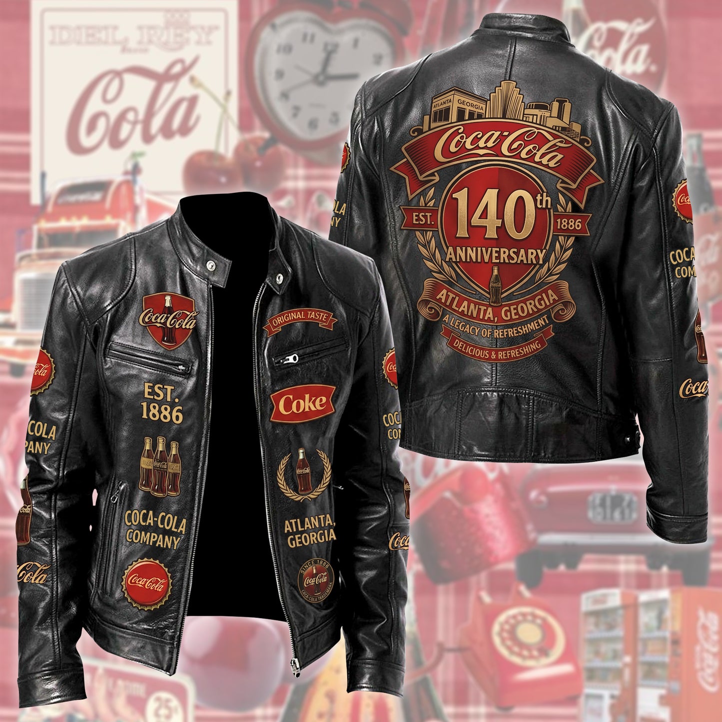 Cola 140th Anniversary Collar Leather Jacket V3