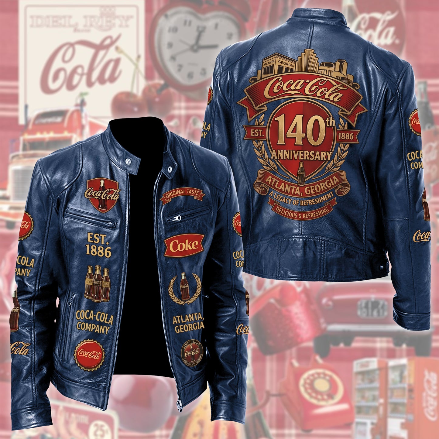 Cola 140th Anniversary Collar Leather Jacket V3