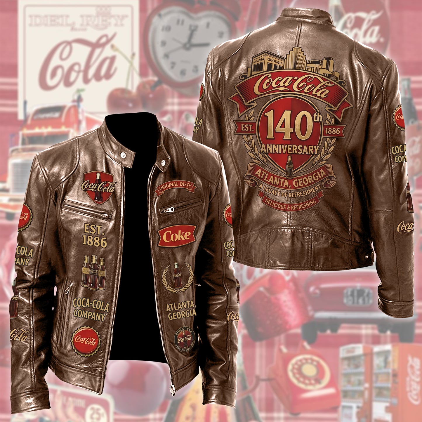 Cola 140th Anniversary Collar Leather Jacket V3