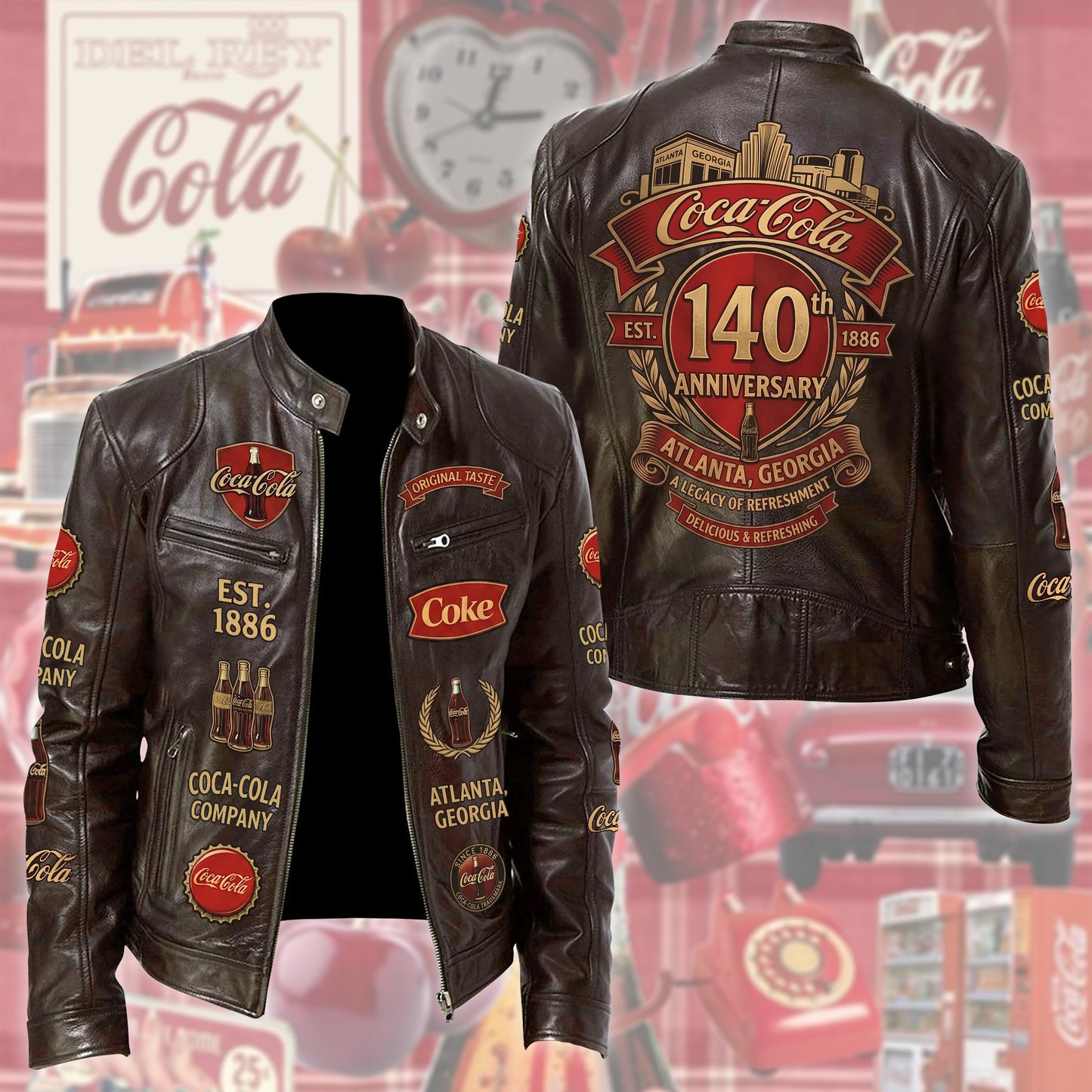 Cola 140th Anniversary Collar Leather Jacket V3