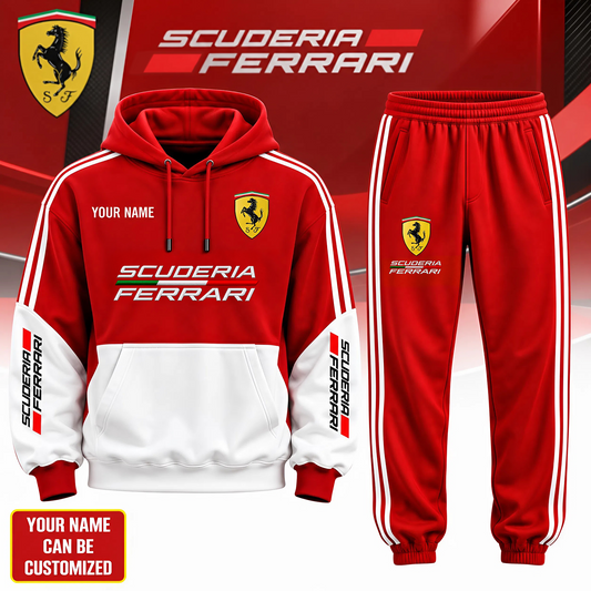 Scuderia Ferrar All Over Printed Hoodie And Sweatpants Set