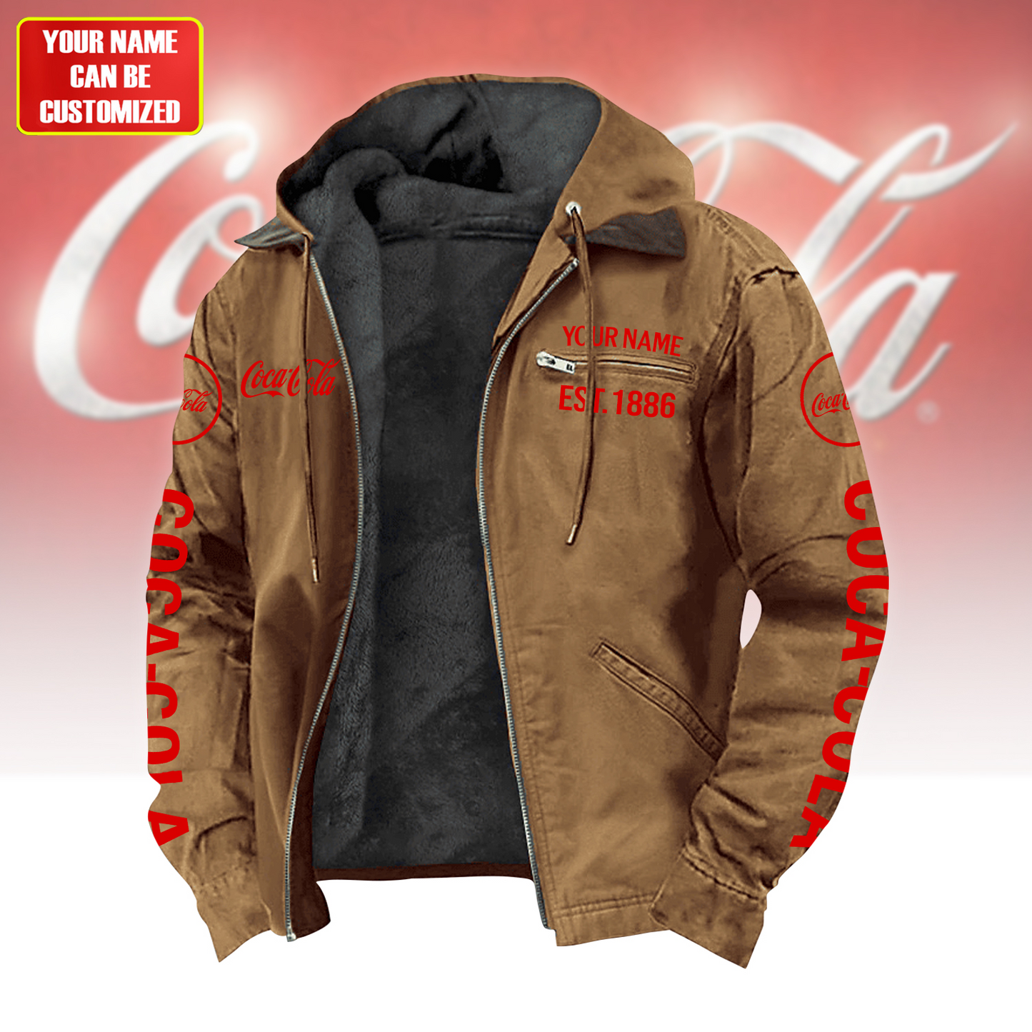 Personalized Cola Taste The Feeling Fur lining Paddle Jacket