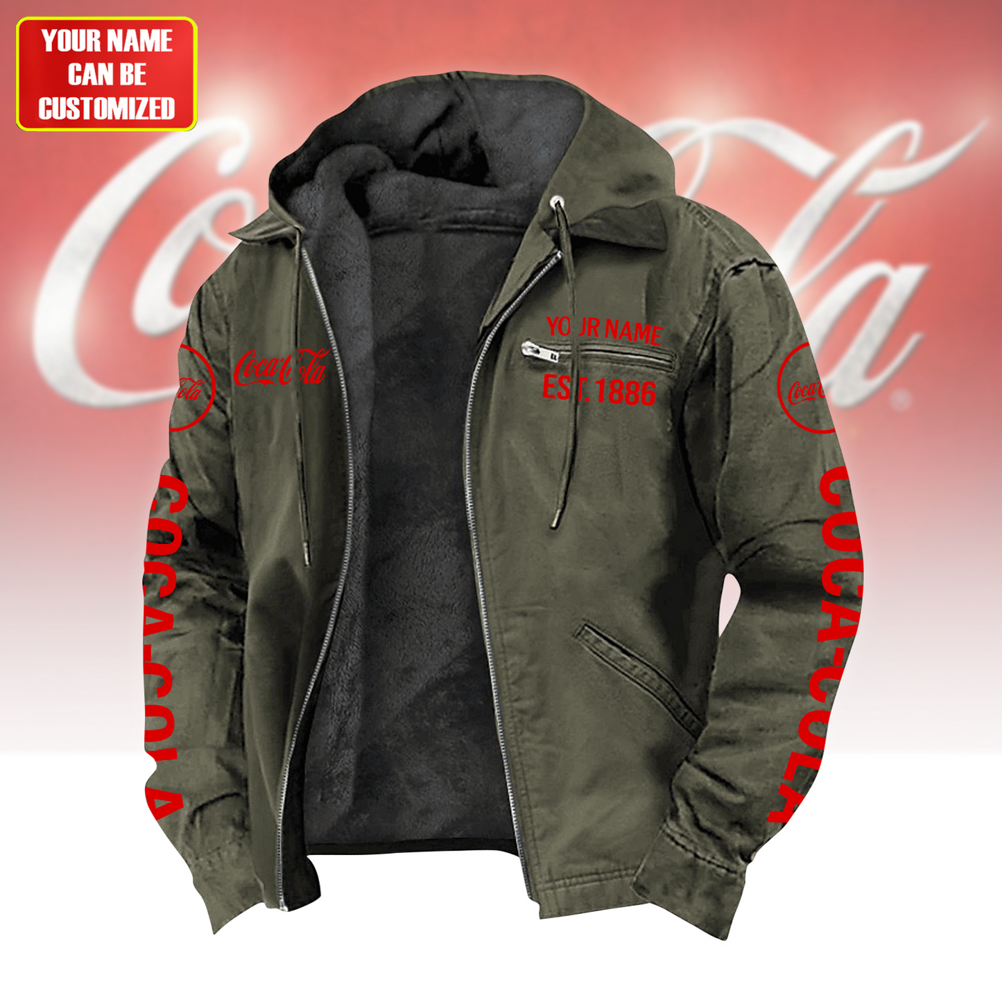 Personalized Cola Taste The Feeling Fur lining Paddle Jacket