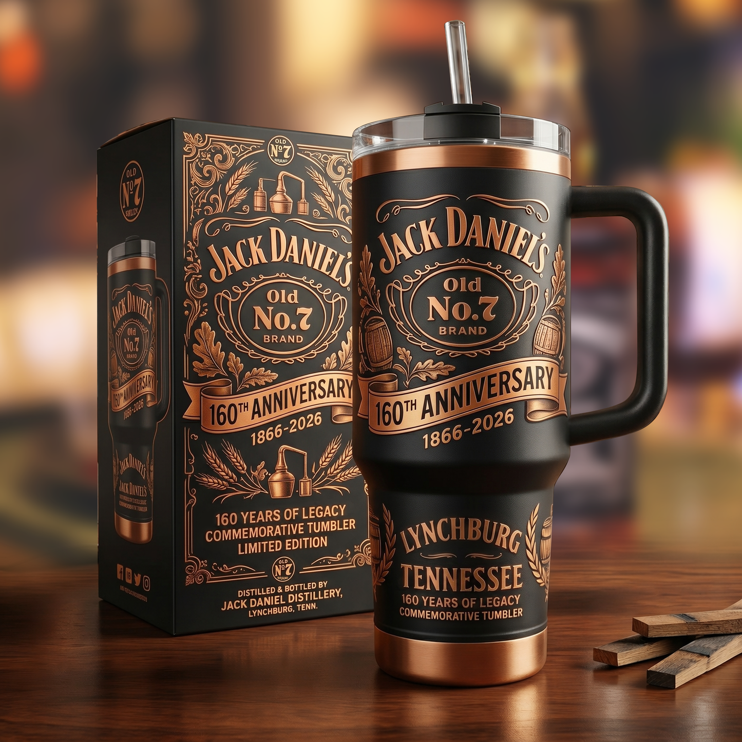 Jack Dani 160th Anniversary Insulated Tumbler 30oz V13 , Jack Dani Tumbler 40oz (1866 - 2026)