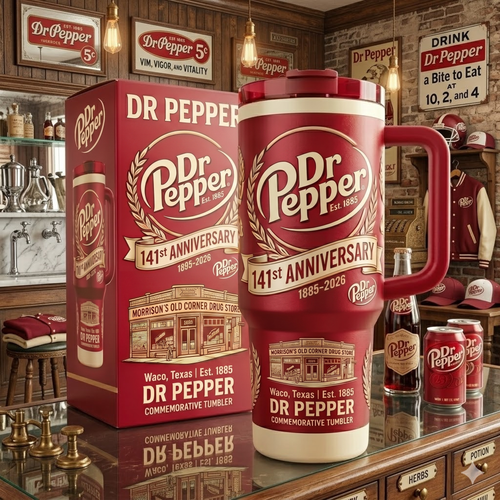 Dr Pepper 141st Anniversary Insulated Tumbler 30oz V8, Dr Pepper Tumbler 40oz