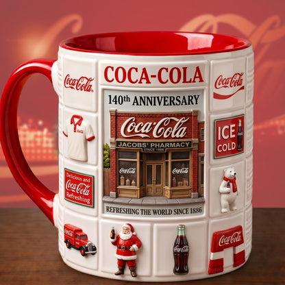 Cola 140th Anniversary Accent Mug V5, Cream Mug Gifts , Holiday Gifts