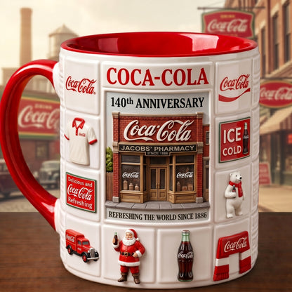 Cola 140th Anniversary Accent Mug V5, Cream Mug Gifts , Holiday Gifts