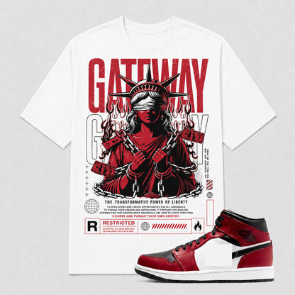 "GATEWAY" Shirt To Match AJ 1 Mid Black Gym Red, AJ 1 Matching Shirt