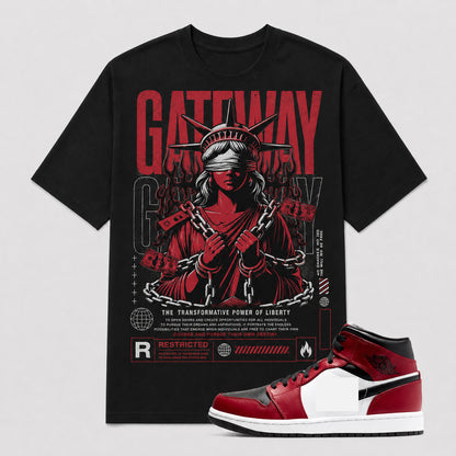 "GATEWAY" Shirt To Match AJ 1 Mid Black Gym Red, AJ 1 Matching Shirt
