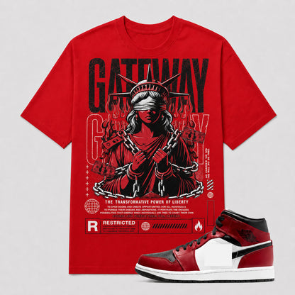 "GATEWAY" Shirt To Match AJ 1 Mid Black Gym Red, AJ 1 Matching Shirt