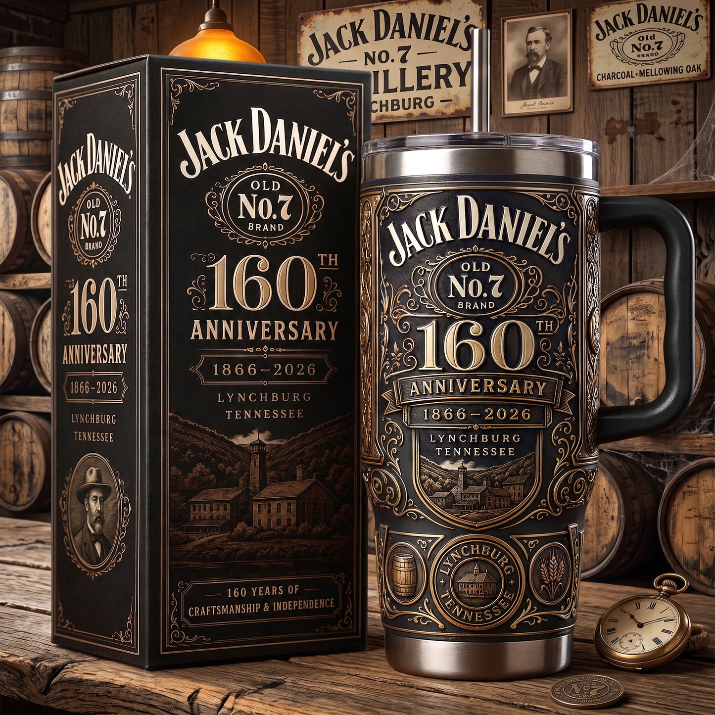 Jack Dani 160th Anniversary Insulated Tumbler 30oz V15 , Jack Dani Tumbler 40oz