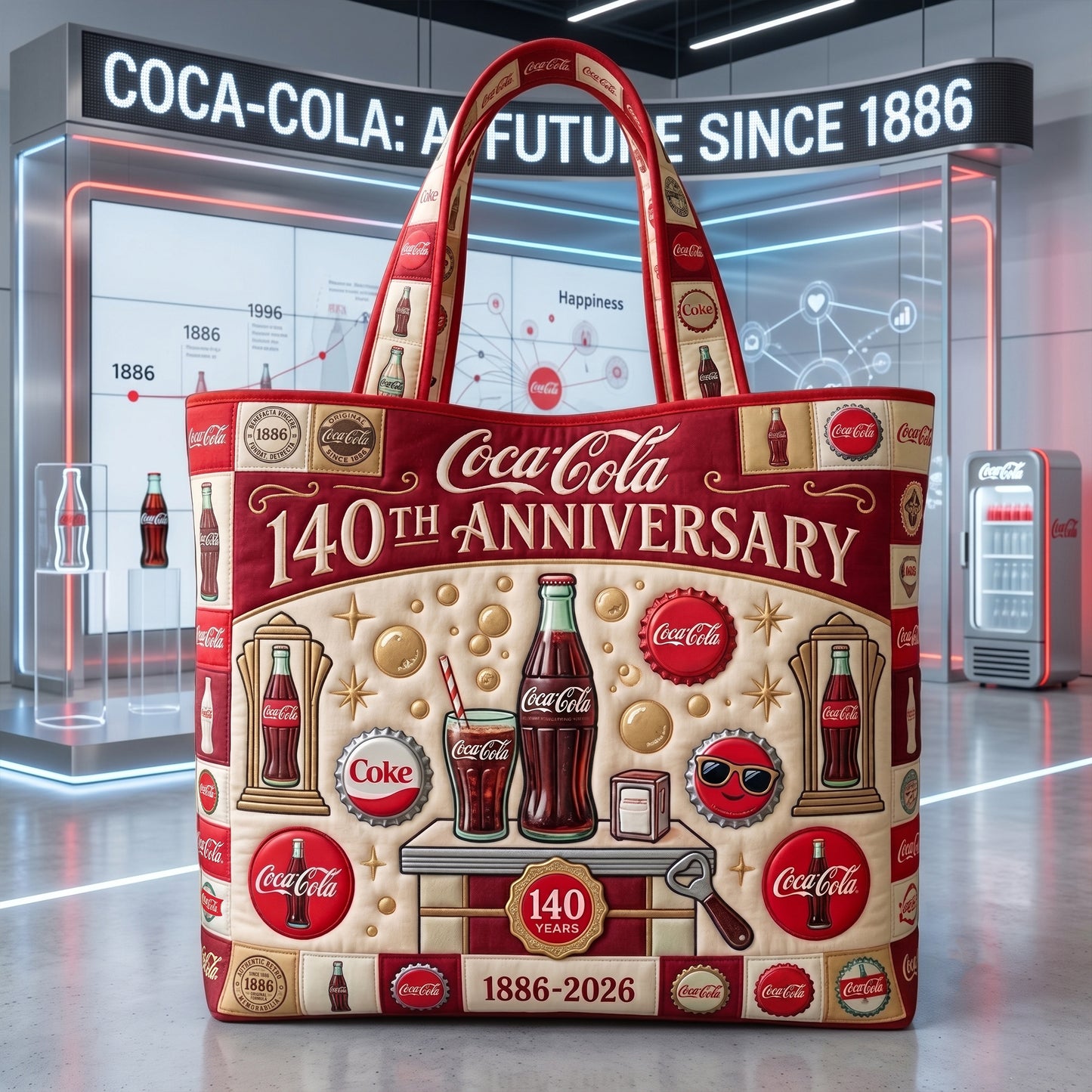 Cola 140th Anniversary Quilted Tote Bag V2
