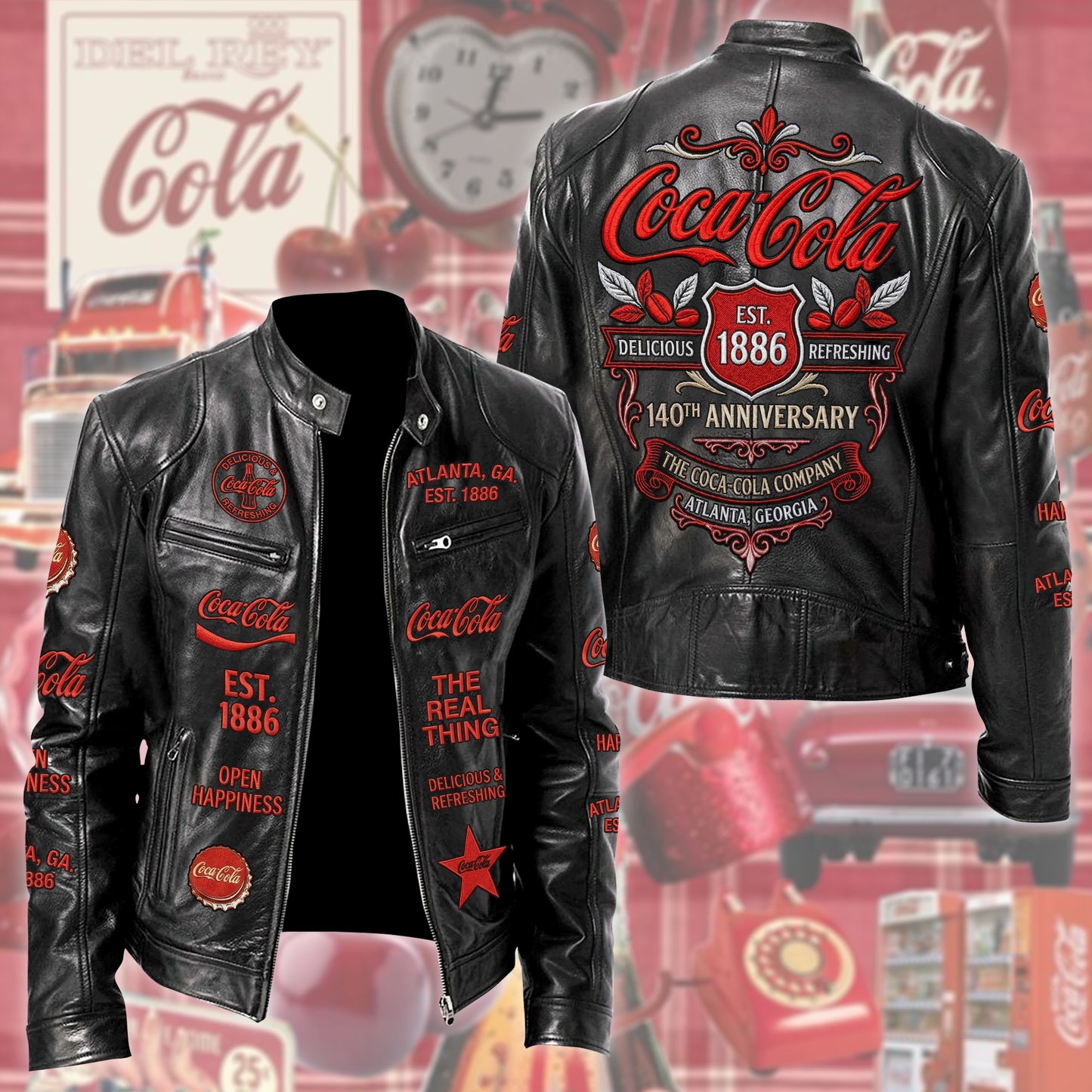 Cola EST. 1886 Collar Leather Jacket V2