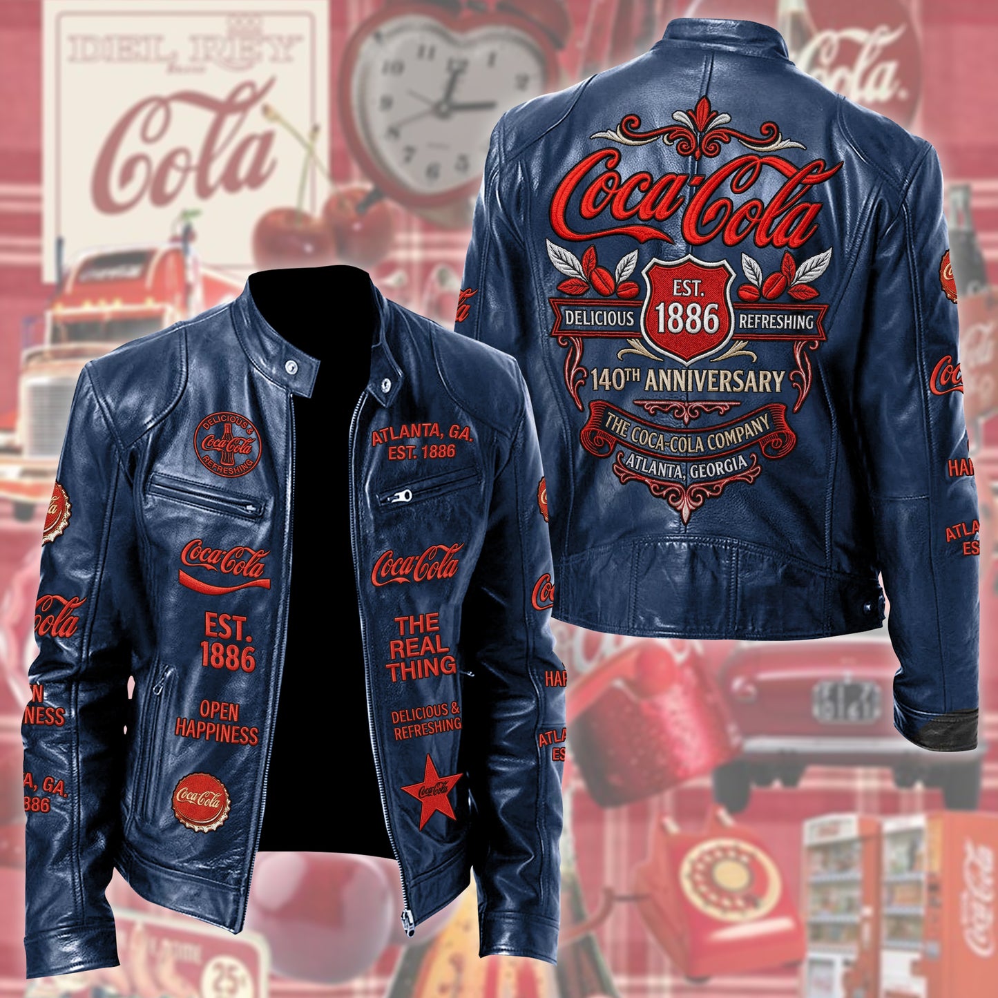 Cola EST. 1886 Collar Leather Jacket V2