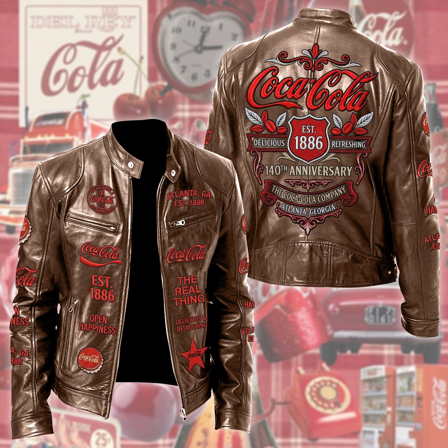 Cola EST. 1886 Collar Leather Jacket V2