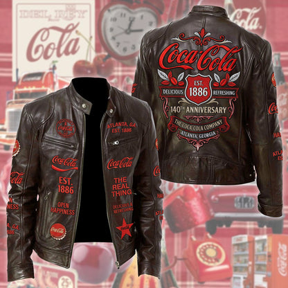 Cola EST. 1886 Collar Leather Jacket V2