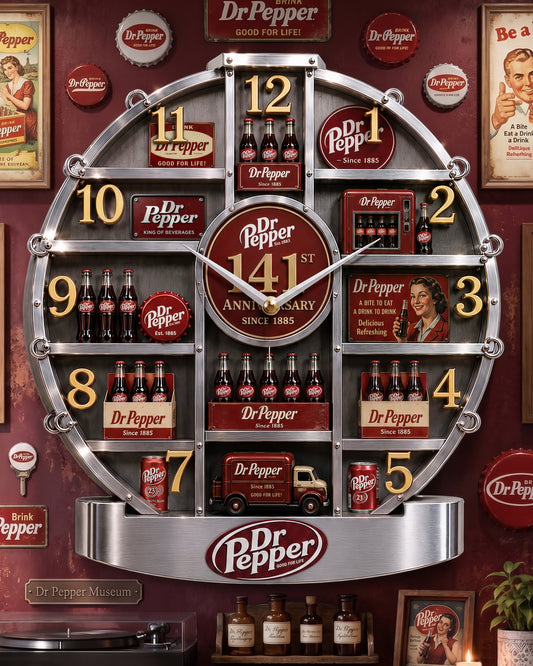 Dr Pepper 141st Anniversary Home Decorative 3D Visual Effect Acrylic Wall Clock V3