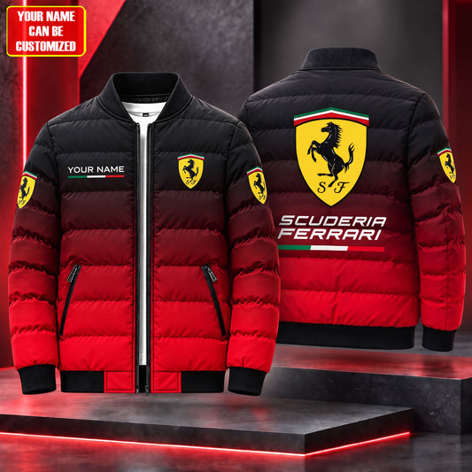 Personalized Scuderia Ferrar Racing Gradient Puffer Jacket 3D