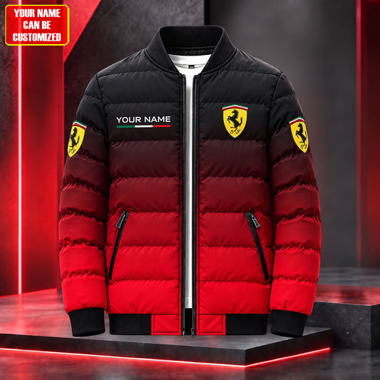 Personalized Scuderia Ferrar Racing Gradient Puffer Jacket 3D