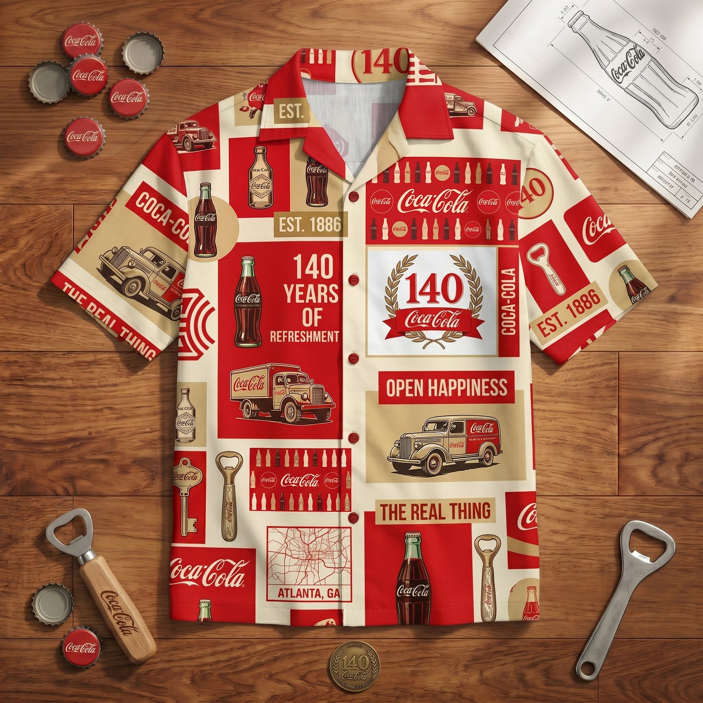 Cola 140th Anniversary Hawaii Shirt Beach Short V6