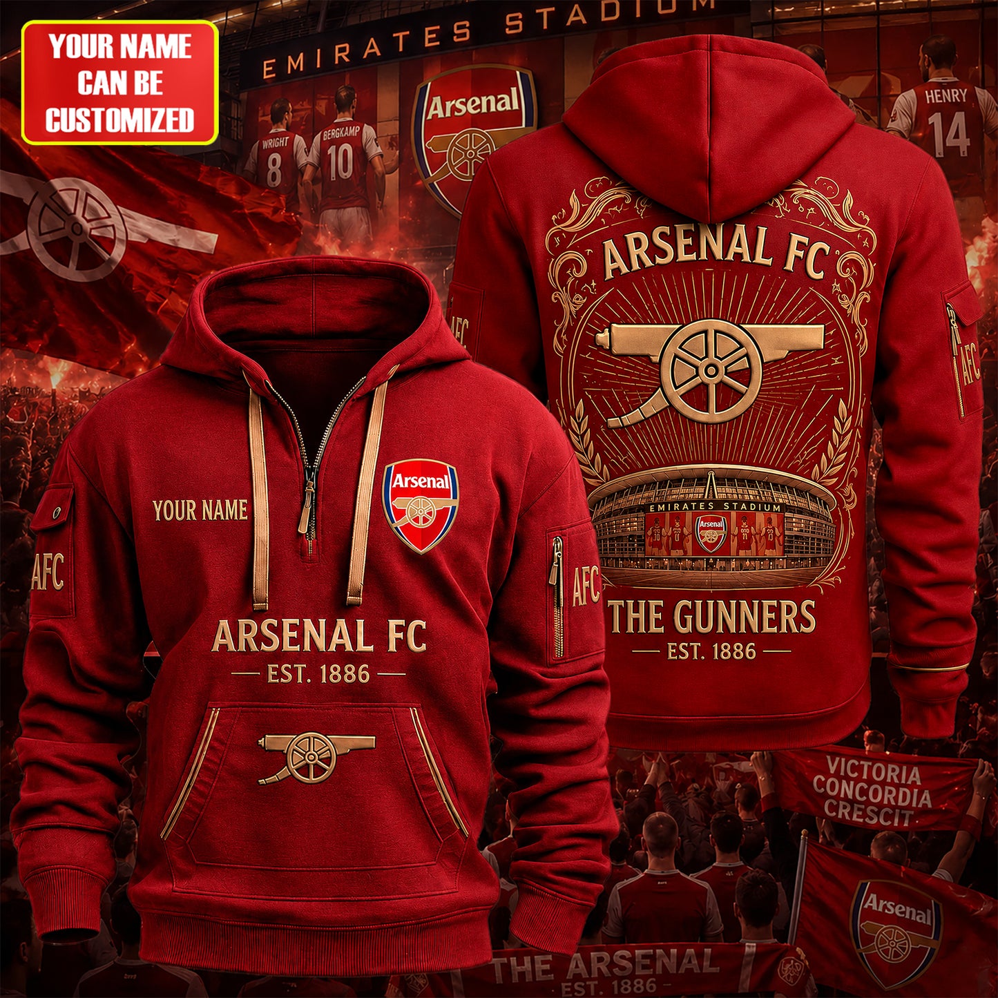 Personalized Ars The Gunners Zip-Hoodie Cotton Jacket