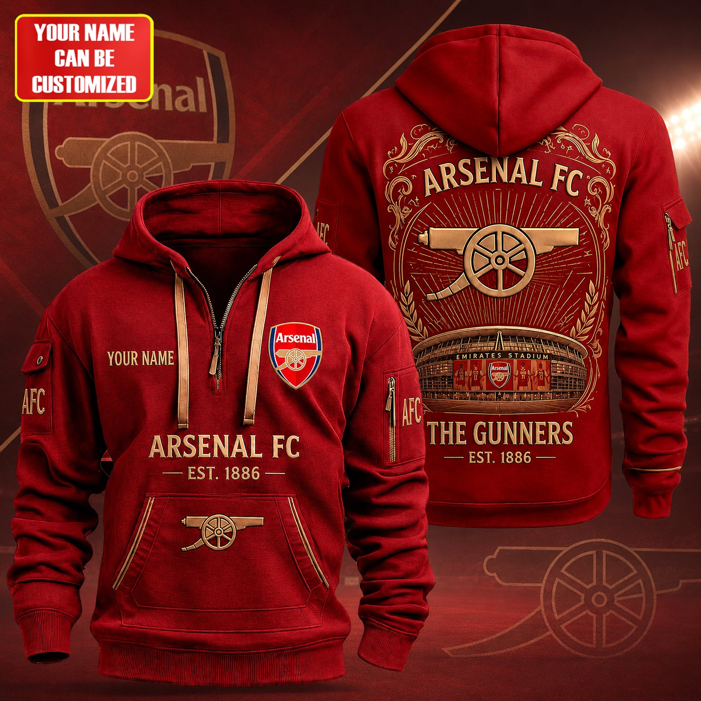 Personalized Ars The Gunners Zip-Hoodie Cotton Jacket