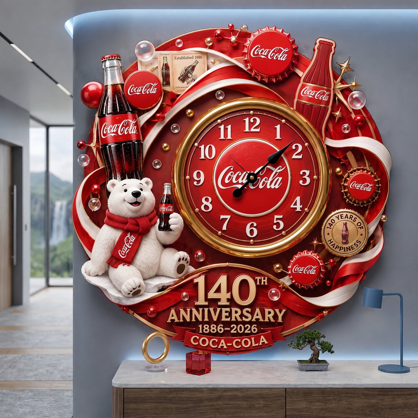 Cola 140th Anniversary Home Decorative 3D Visual Effect Acrylic Wall Clock V5