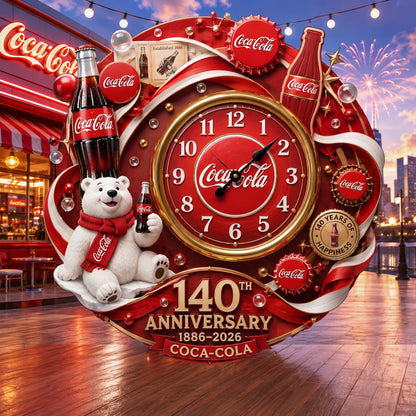 Cola 140th Anniversary Home Decorative 3D Visual Effect Acrylic Wall Clock V5