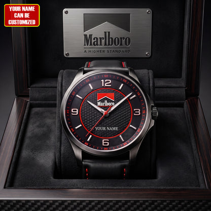 Personalized Marlbor Premium Luxury Leather Strap Watch