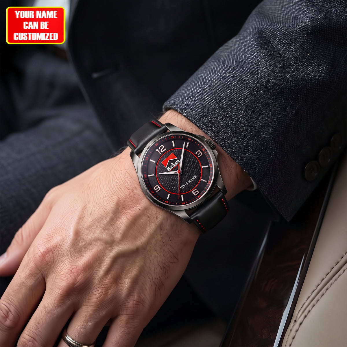 Personalized Marlbor Premium Luxury Leather Strap Watch