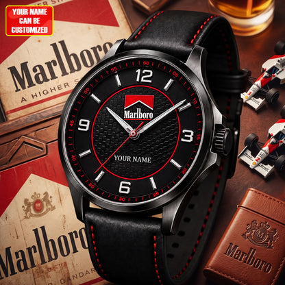 Personalized Marlbor Premium Luxury Leather Strap Watch