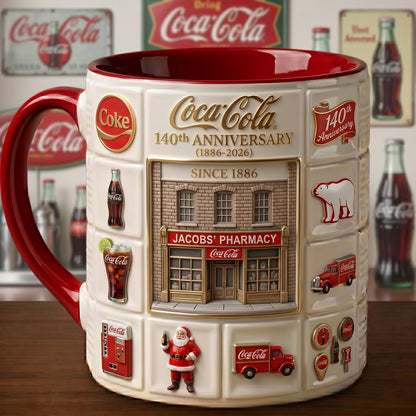 Cola 140th Anniversary Accent Mug V6, Cream Mug Gifts , Holiday Gifts
