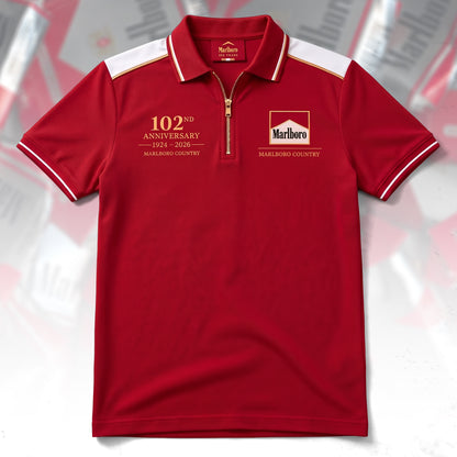 Marlbor 102nd Anniversary Zip Polo , Marlbor Shirt , Marlbor 1924 - 2026 Shirt