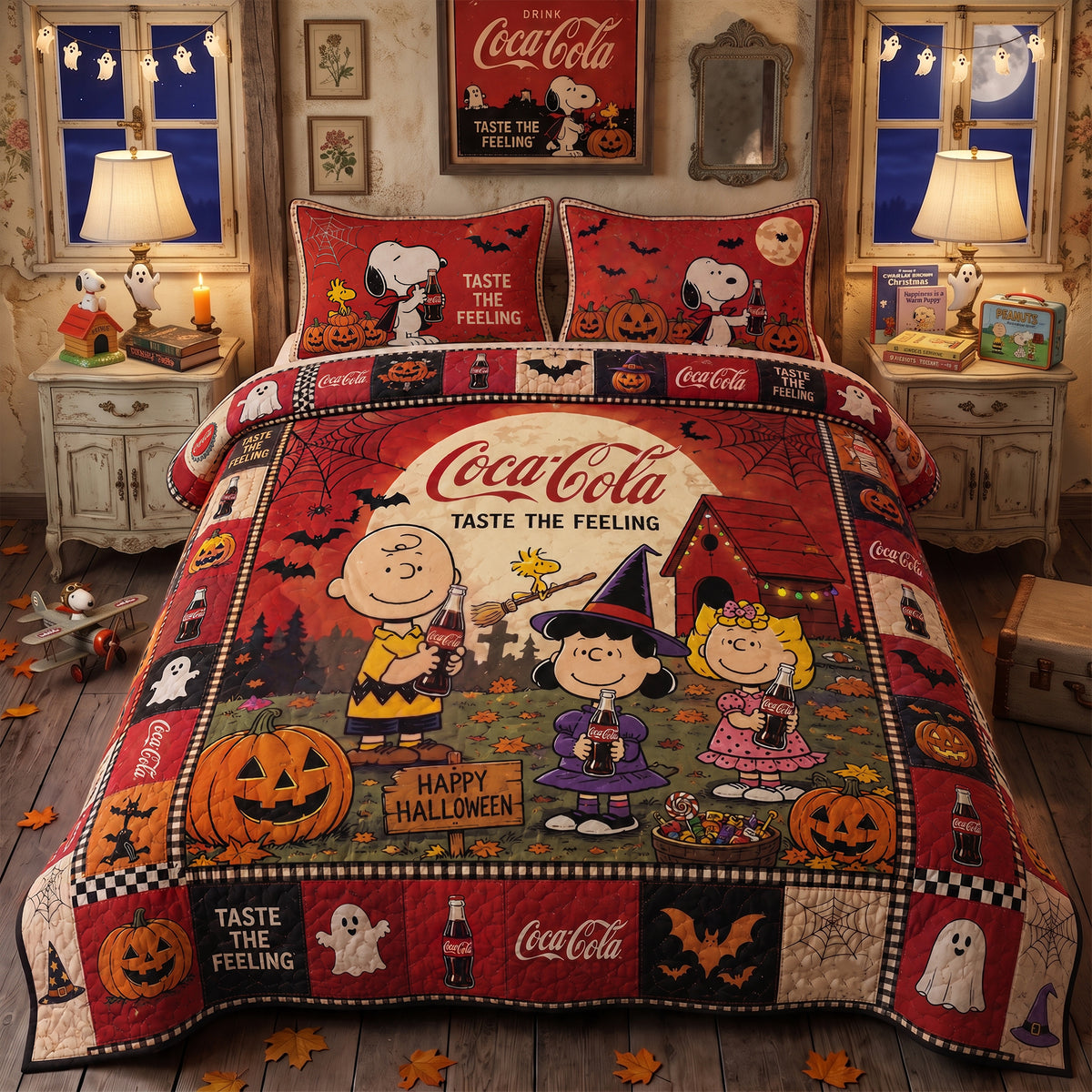 Cola Taste The Feeling X Snoopi And Friends Pattern Bedding Set V3