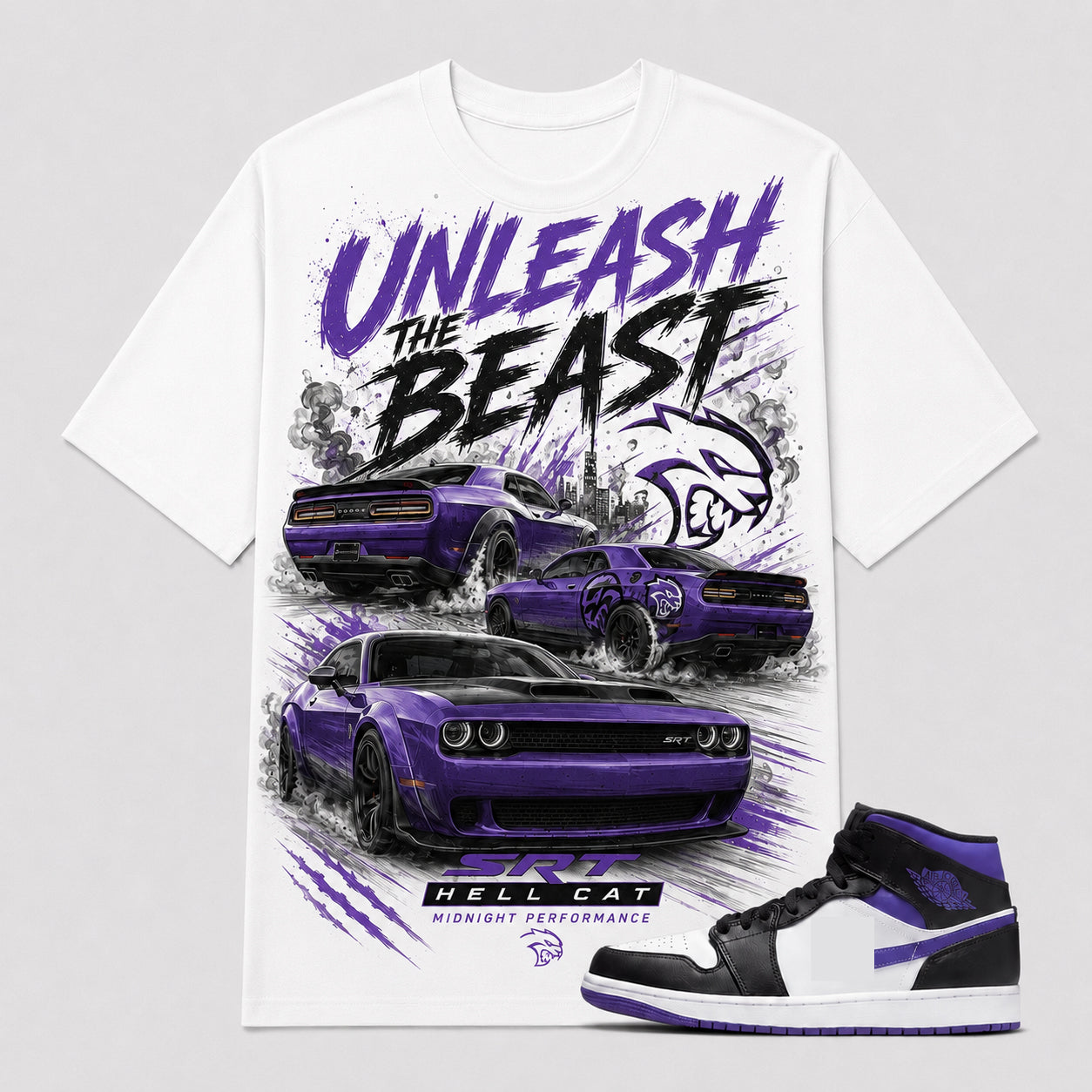 "SRT HELLCAT" Shirt To Match AJ 1 Mid Court Purple, AJ 1 Matching Shirt