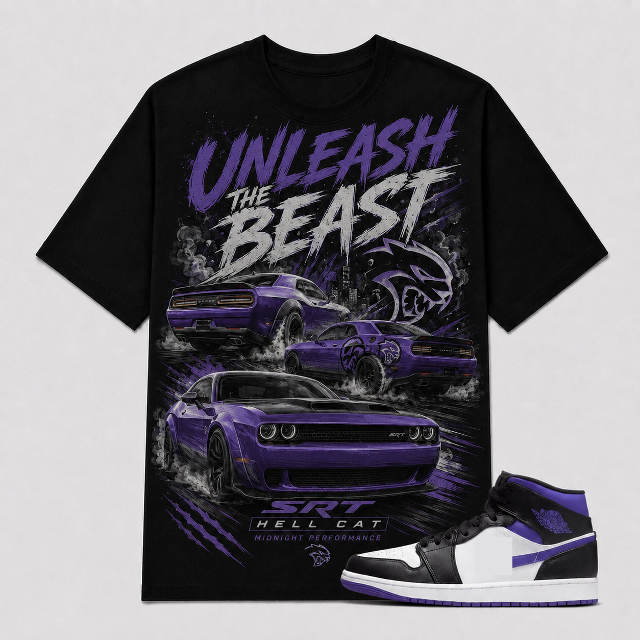 "SRT HELLCAT" Shirt To Match AJ 1 Mid Court Purple, AJ 1 Matching Shirt