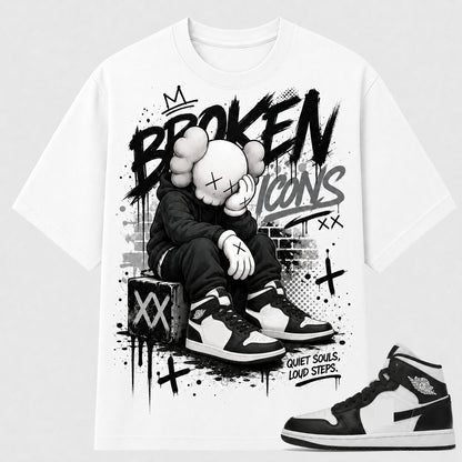 "BROKEN ICONS" Shirt To Match AJ 1 Mid Panda, AJ 1 Matching Shirt