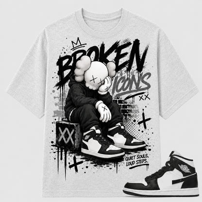"BROKEN ICONS" Shirt To Match AJ 1 Mid Panda, AJ 1 Matching Shirt