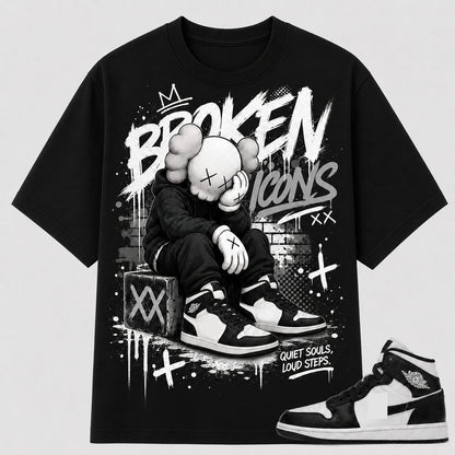 "BROKEN ICONS" Shirt To Match AJ 1 Mid Panda, AJ 1 Matching Shirt