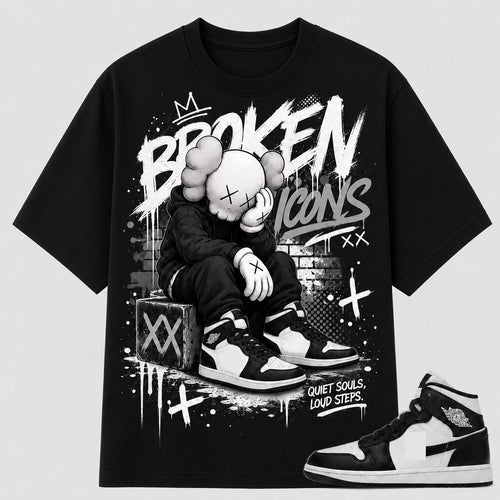 "BROKEN ICONS" Shirt To Match AJ 1 Mid Panda, AJ 1 Matching Shirt