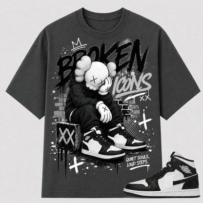 "BROKEN ICONS" Shirt To Match AJ 1 Mid Panda, AJ 1 Matching Shirt