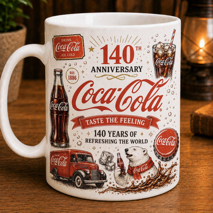 Cola 140th Anniversary Accent Mug V9, Cream Mug Gifts , Holiday Gifts