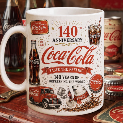 Cola 140th Anniversary Accent Mug V9, Cream Mug Gifts , Holiday Gifts