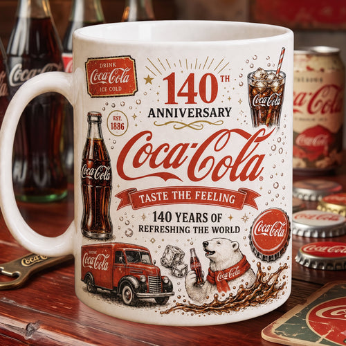 Cola 140th Anniversary Accent Mug V9, Cream Mug Gifts , Holiday Gifts