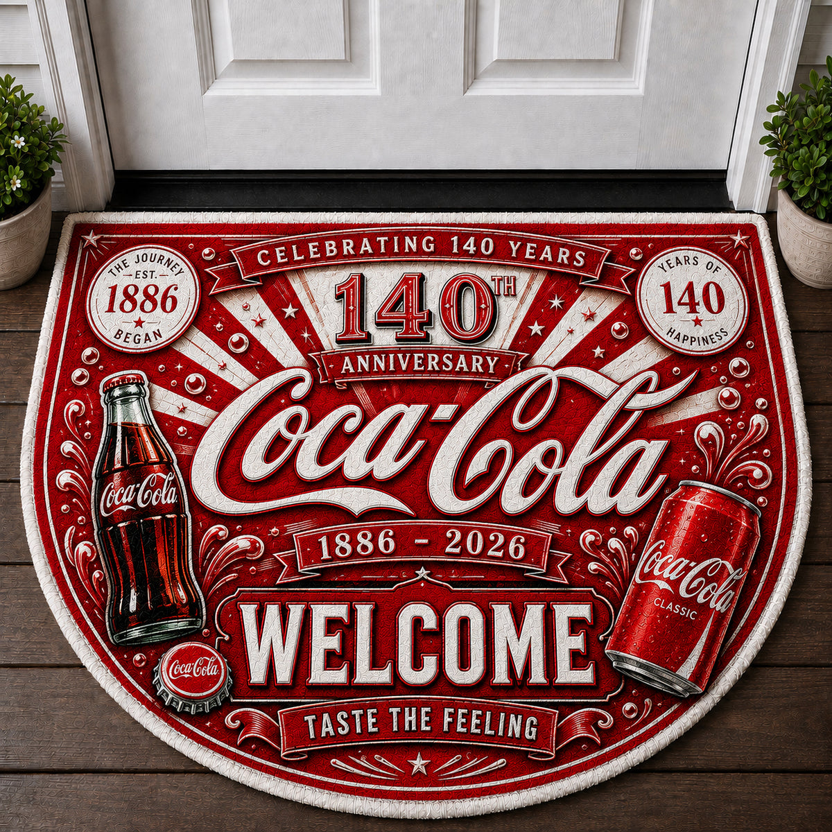 Cola 140th Anniversary Circular Doormat, Cola Doormat