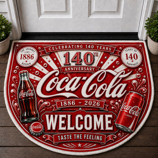Cola 140th Anniversary Circular Doormat, Cola Doormat