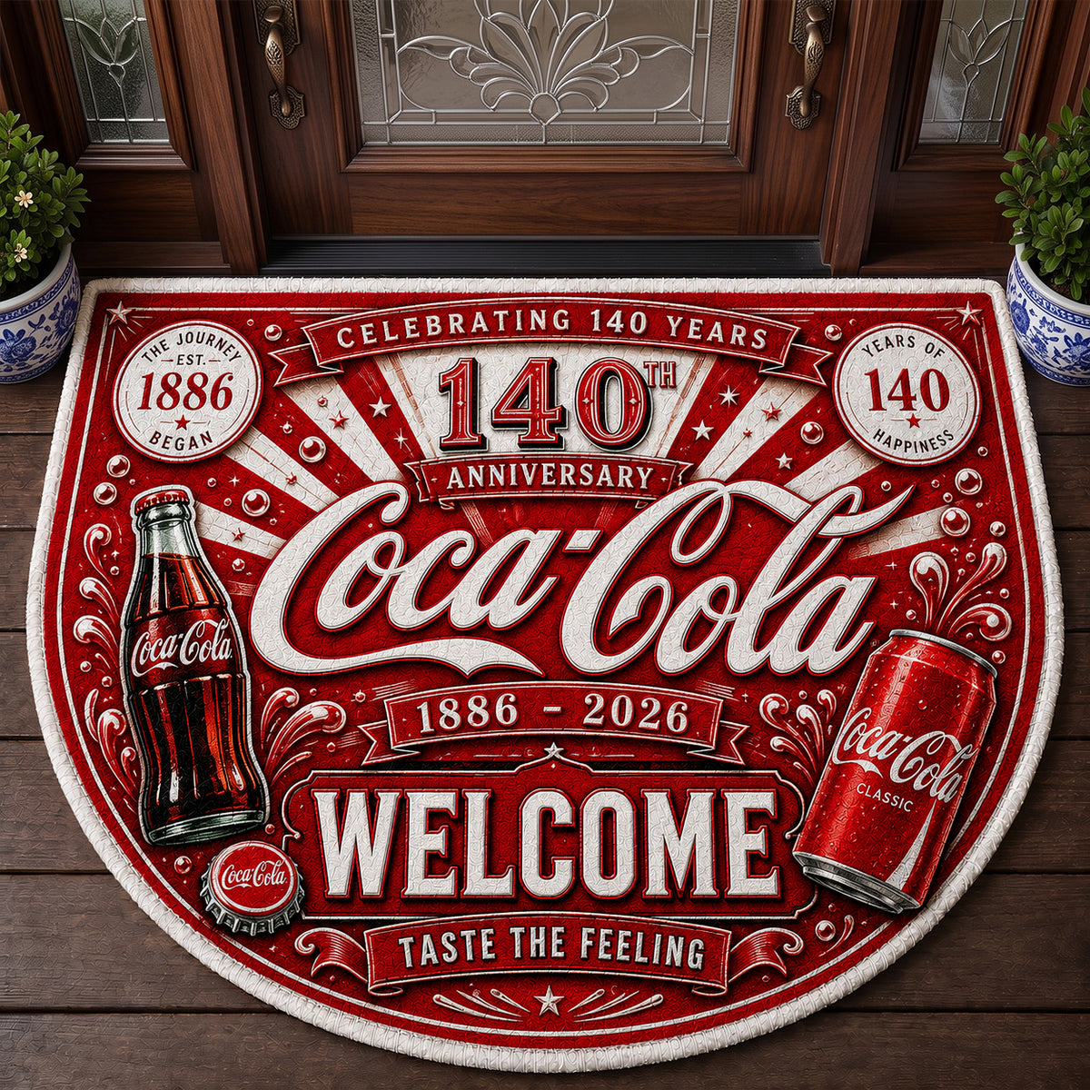 Cola 140th Anniversary Circular Doormat, Cola Doormat