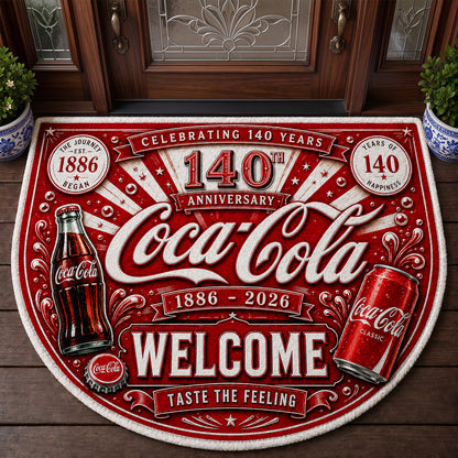 Cola 140th Anniversary Circular Doormat, Cola Doormat