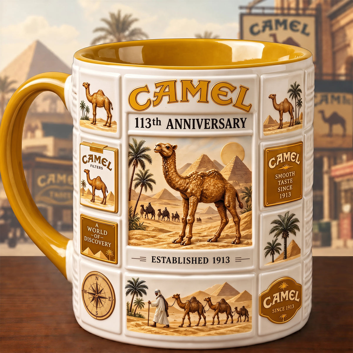 Camel 113th Anniversary Accent Mug , Cream Mug Gifts , Holiday Gifts