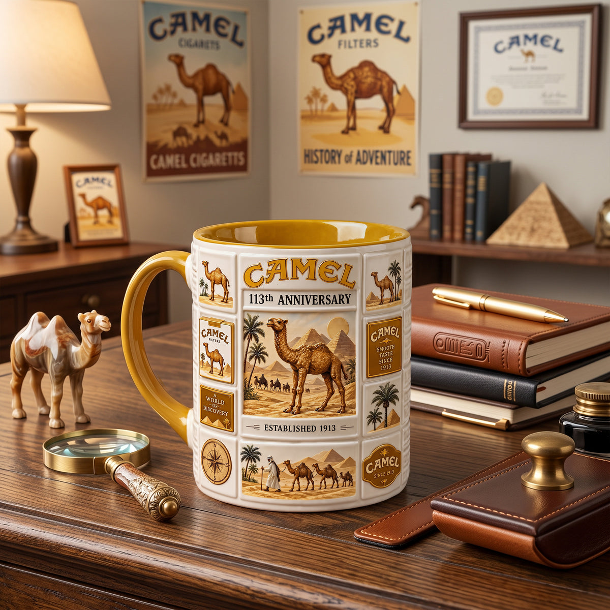 Camel 113th Anniversary Accent Mug , Cream Mug Gifts , Holiday Gifts